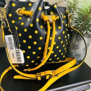 Score Polka Dot Bucket Bag - Black and Yellow